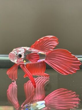Swarovski Red Betta Fish Crystal Figurine Elegant Collectible Vintage